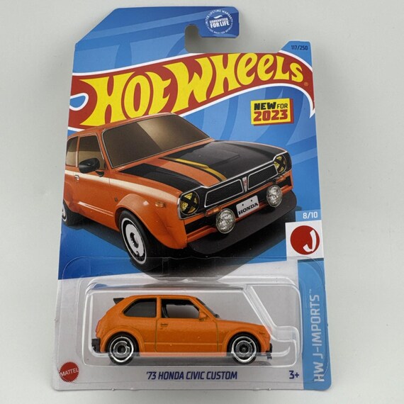 Hot Wheels 1973 Honda Civic Custom Orange 1:64 Diecast Car J-Imports Collector's Edition