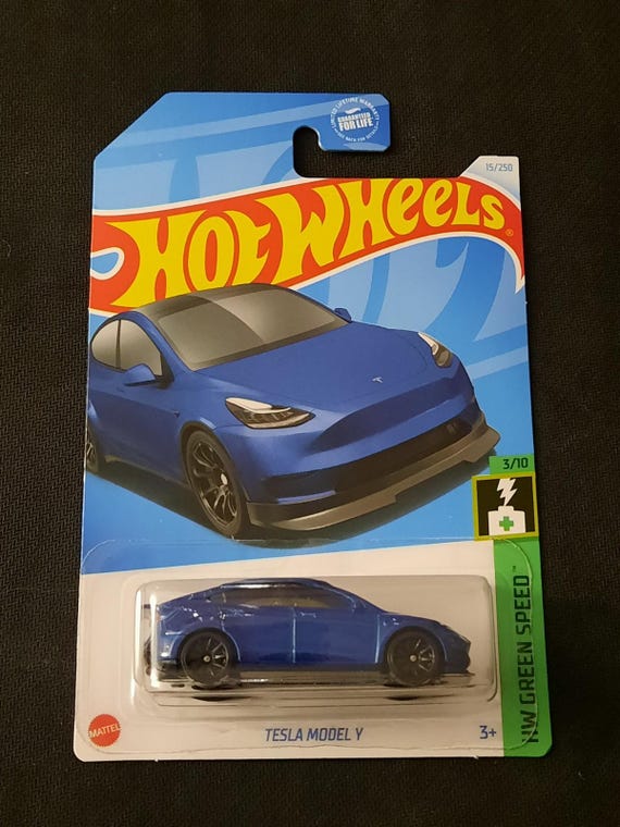 Hot Wheels Tesla Model Y Blue Hw Green Speed Collectable Diecast Vehicle Collector's Edition