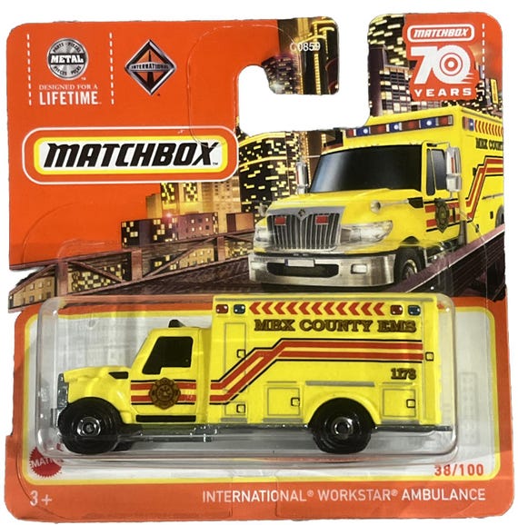 Matchbox International Workstar Ambulance 70 Years Yellow - Collector's Edition