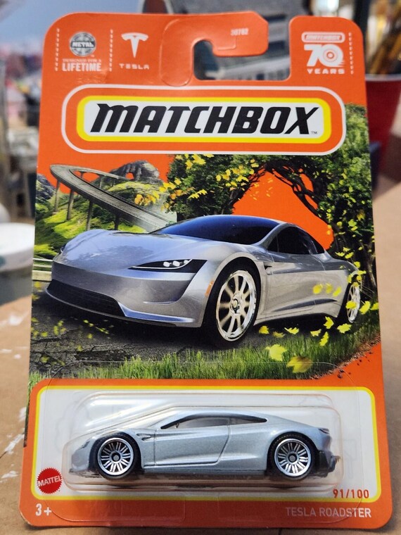 Matchbox Tesla Roadster Sterling Silver Metallic | FSC Diecast Car Ev