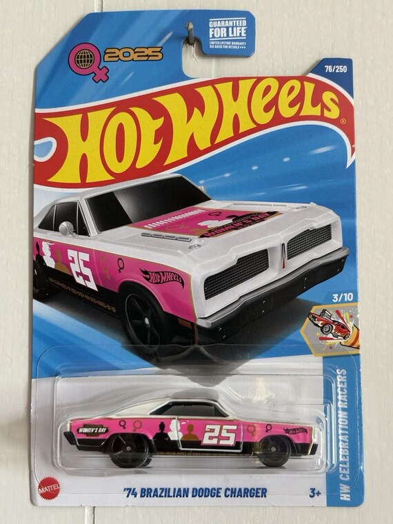Hot Wheels 1974 Brazilian Dodge Charger HW Celebration Racers International Woman's Day - Pink - Collector's Edition