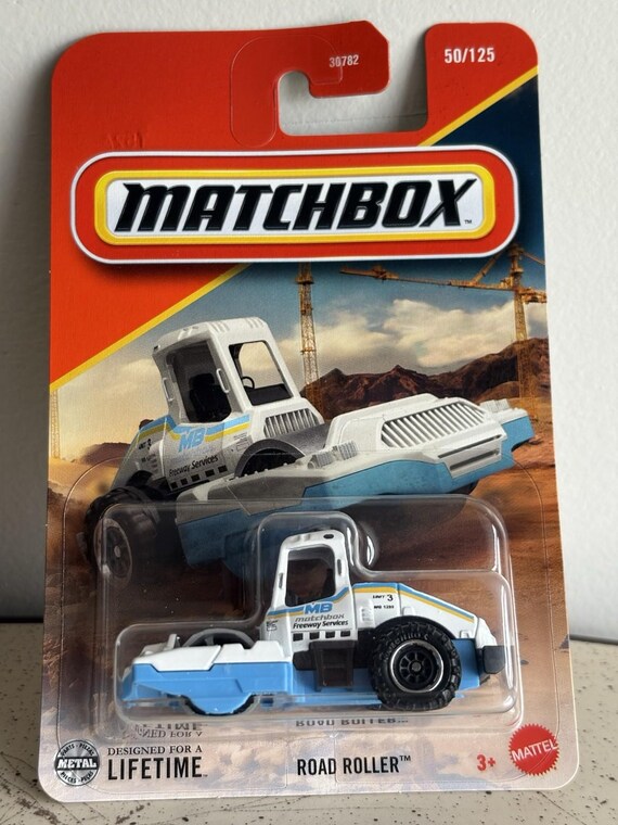 Matchbox Road Roller Road Construction Vehicle Steam Roller - White - Collector's Edition