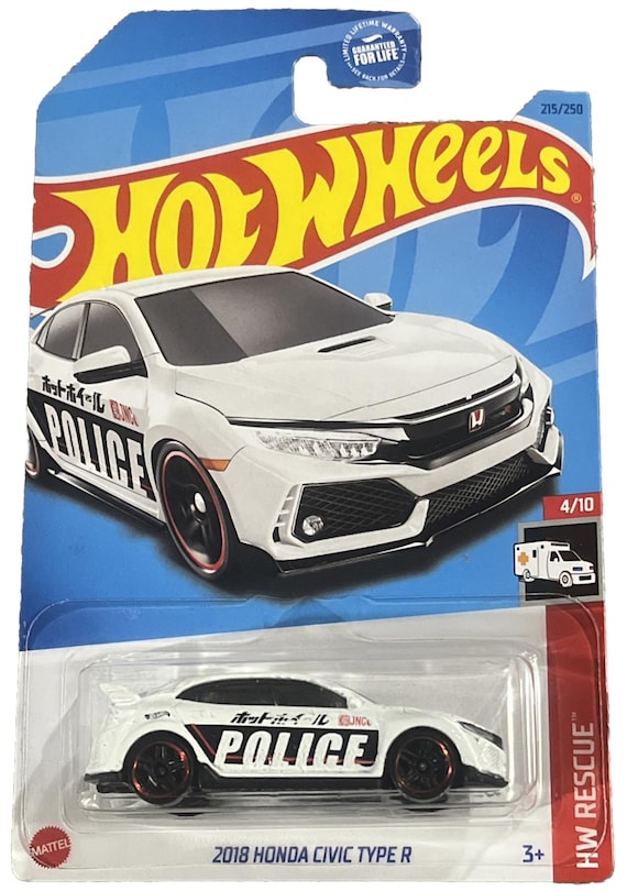 Hot Wheels Honda Civic Type R Police Car Hw Rescue White - Collector's Edition