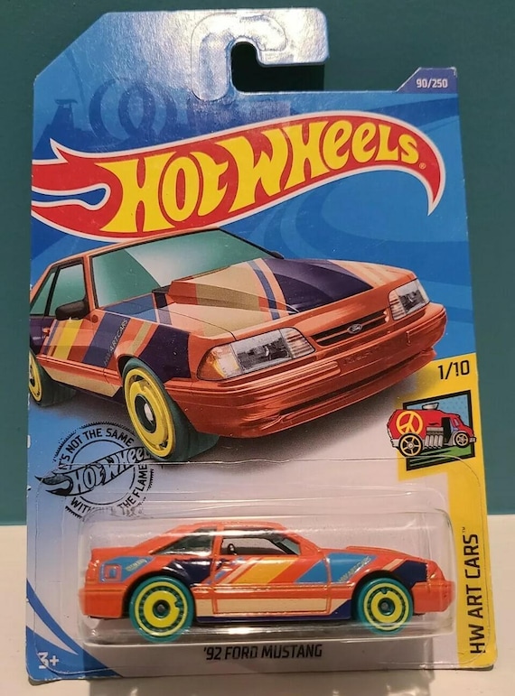 Hot Wheels 1992 Ford Mustang HW Art Cars Orange w/Teal Wheels Collector's Edition