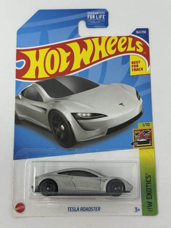 Hot Wheels Exotics Silver Tesla Roadster Collector's Edition