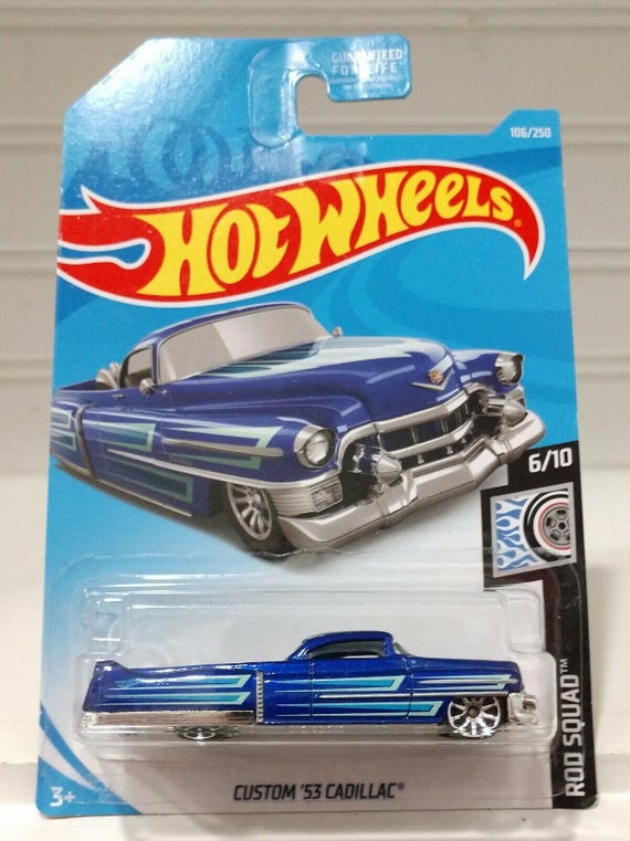 Hot Wheels Custom 1953 Cadillac HW Rod Squad Blue w/10 Spoke Wheels Collector's Edition
