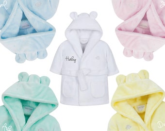 Personalisiertes BabyKleid | Kleinkind | Bademantel | Bestickte | Pastellfarben