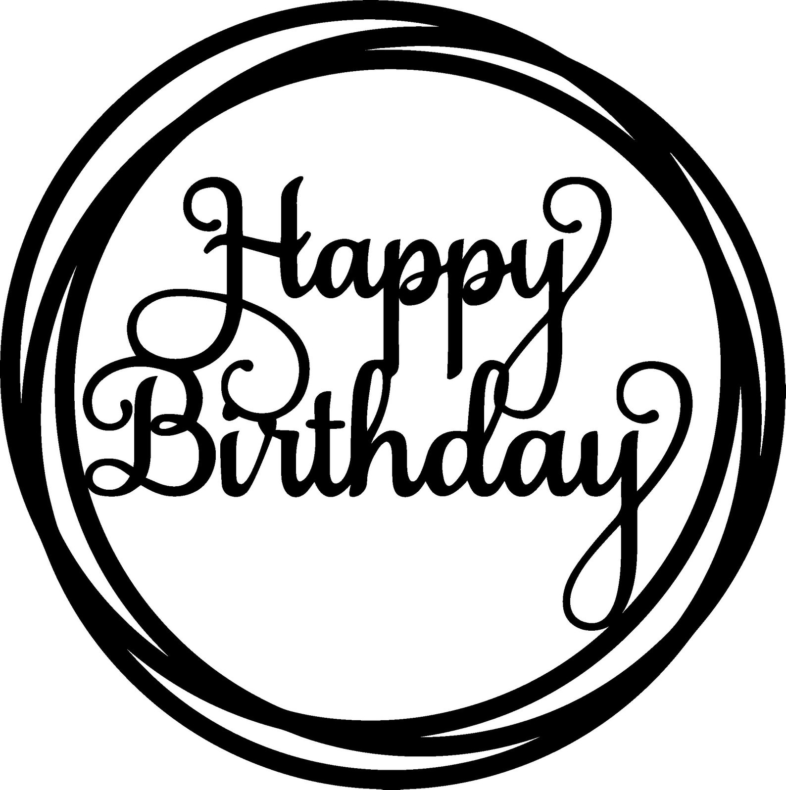 Circle Happy Birthday Cake Topper SVG - Etsy