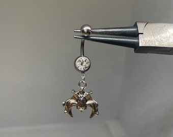 Gothic Bat Belly Bar, Gothic Belly Bar | Piercings, Jewellery, Gift Ideas, goth, witchy, silver cross