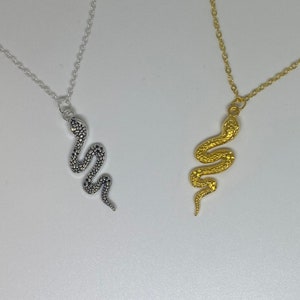 Handmade gold + silver Snake Necklaces | gifts, gift ideas, jewellery, gothic jewellery, witchy, goth, cute, birthday, silver, gold