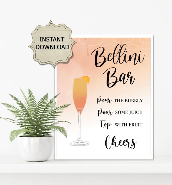 Blush Pink Bellini Bar Sign Printable Bellini Bar Sign - Etsy