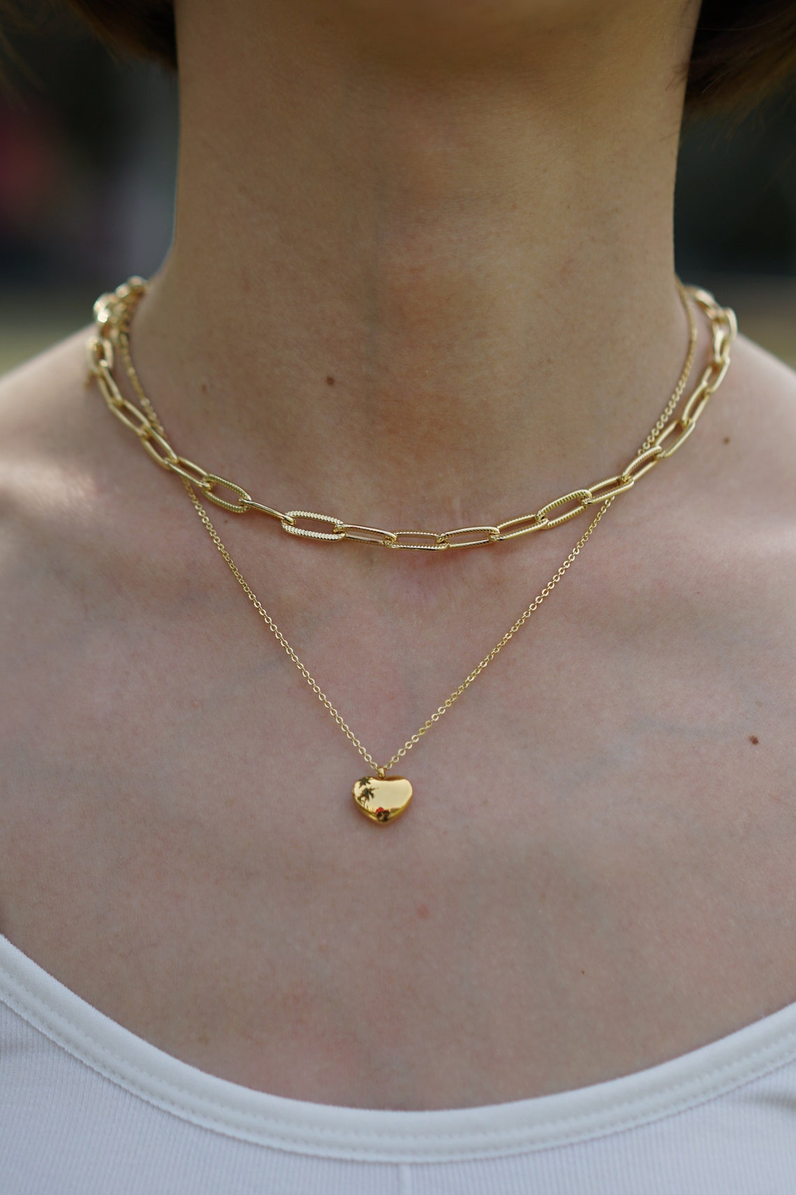 Paperclip chain necklace 18K goldplated stainless steel Etsy