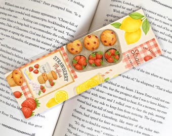 Strawberry Collage Picnic Bookmark for Readers, Cute Cottagecore Bookmark for Bookworms, Trendy Summer Bookmark Book Lover Gift, Friend Gift