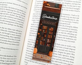Fall Bookstore Laminated Bookmark, Cute Bookmarks for Fall and Halloween, Autumn Bookmarks, Fall Bookmark, Gift for Librarian, Book Lover