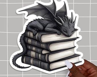 Book Dragon, Book Sticker, Bookish Sticker, Reading Sticker, Gift for Book Lover, Bookstore Sticker, BookTok, Cute Fantasy Stickers