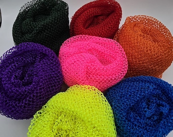 Premium  Authentic Soft-Textured African Exfoliating Bath Ghana Sponge 'Ghana Sapo'  Net Body Scrub Shower Loofah Machine Washable