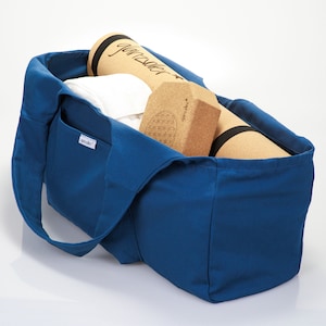 Blaue Yogatasche, XXL Yoga Mat Bag, Baumwoll Sporttasche, Fitness Tragetasche, Reisetasche Damen, Wellnesstasche, Geschenk für Yoga-Fans