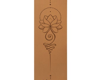 Premium Kork Yogamatte Lotus by glanzvoller Komfortbreite - Körperwarme Haptik, rutschfest, 100% biologisch Abbaubar, Naturprodukt