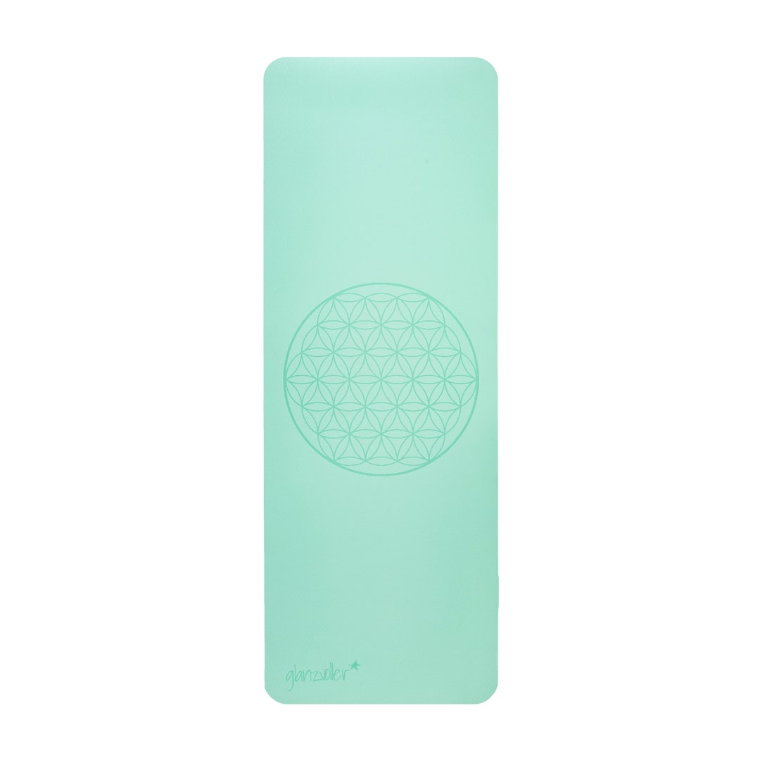 Yoga Mat FLOWER OF LIFE Meditation Cushion Green Nonslip 1kg Nontoxic