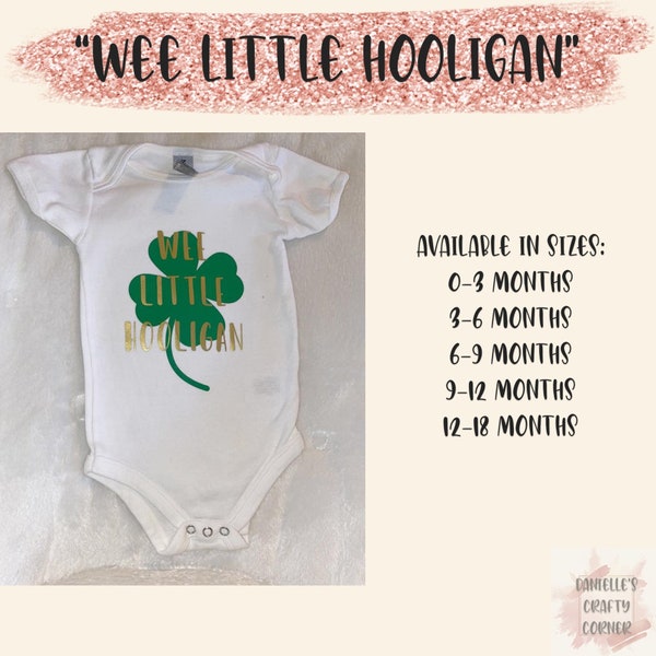 Wee Little Hooligan Baby Onesie, St. Patrick's Day Celebration, Holiday Bodysuit, Baby Outfit,