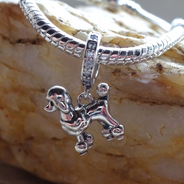 Armband mit Königspudel Hund Anhänger / 925 Sterling Silberen Pudel  Charm / Haustier Anhänger / Pandora Teile kompatibel / Geschenkidee