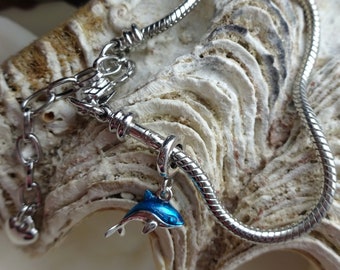 Pulsera con motivo de mar/colgante de delfines/pulsera de pez delfín/pulsera y colgante compatible con la mayoría de marcas de joyería/ideas de regalos