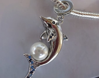 Pulsera con motivo de mar / colgante de delfín / pulsera de pez delfín / pulsera y colgante compatible con la mayoría de marcas de joyería / ideas de regalo