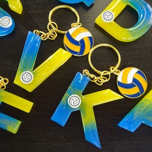 Volley-ball - porte-clés lettre en résine époxy/pendentif de sac de sport de volley-ball/idée cadeau de fan de volley-ball/porte-clés volley-ball