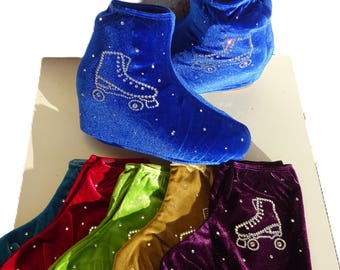 Velvet Skate Shoe Covers | Roller Skating Boot Covers | Stretch Skate Covers | Multiple Colors  | Figure Skate Accessories