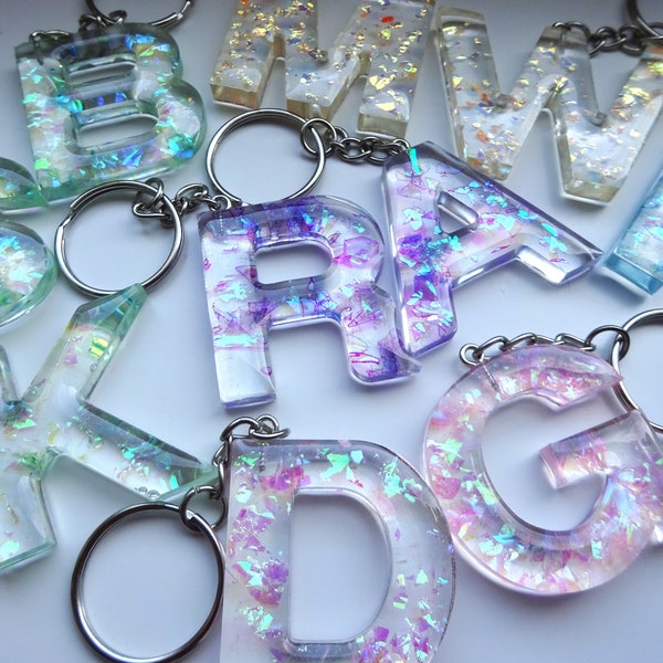 Verschiedene Farben Epoxidharz Buchstaben Schlüsselanhänger / Geschenkideen / Kunsthandwerk / Keychain / Key Ring