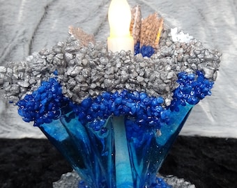 Escultura de resina epoxi hecha a mano con velas LED... Romántico, seguro, efecto autenticidad / ideas para regalos