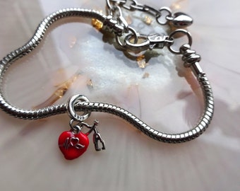 Bracelet Stethoscope Heart Charm / Nurse, Doctor, Hospital, Cardiology Charm 925 Sterling Silver - Pandora pieces compatible / Gift idea