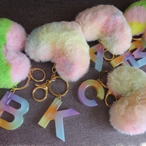 Epoxy Resin Initial Letter Keychain &quot;Candy Ring&quot;