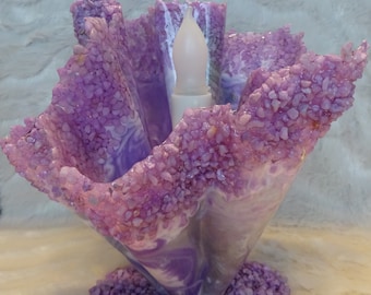 Escultura de resina epoxi hecha a mano con velas LED... Romántico, seguro, efecto autenticidad / ideas para regalos