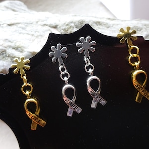 Ohrstecker "Hope"  - Brustkrebs Bewusstseins Schleife Anhänger - Rosa Schleife/ Ohrschmuck Brustkrebs Sympathie Schleife / Geschenkideen