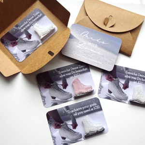 Enveloppe Klainer comme câlin de poche / patins à glace pour le chemin du bonheur comme cadeau pour les amateurs de patinage artistique / idée cadeau de patinage sur glace
