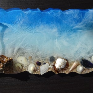 Handmade Epoxy ResinTray | Gift Idea | Resin Decorative Tray | Trinket Tray | Serving Tray | Sea Decor | Table Decoration | Home Deco