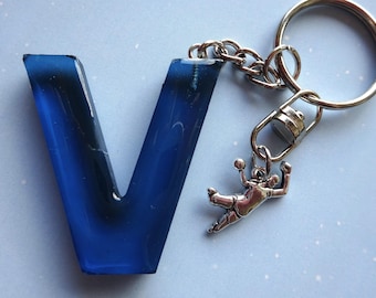 Porte-clés lettre handball | Pendentif personnalisé en résine époxy | Bijou de sac handball | Cadeau idéal pour les handballeurs