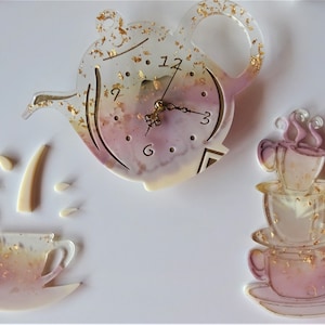 Reloj de pared decorativo - Hecho a mano con resina epoxi | Juego de servir | Decoración | Ideas de regalo