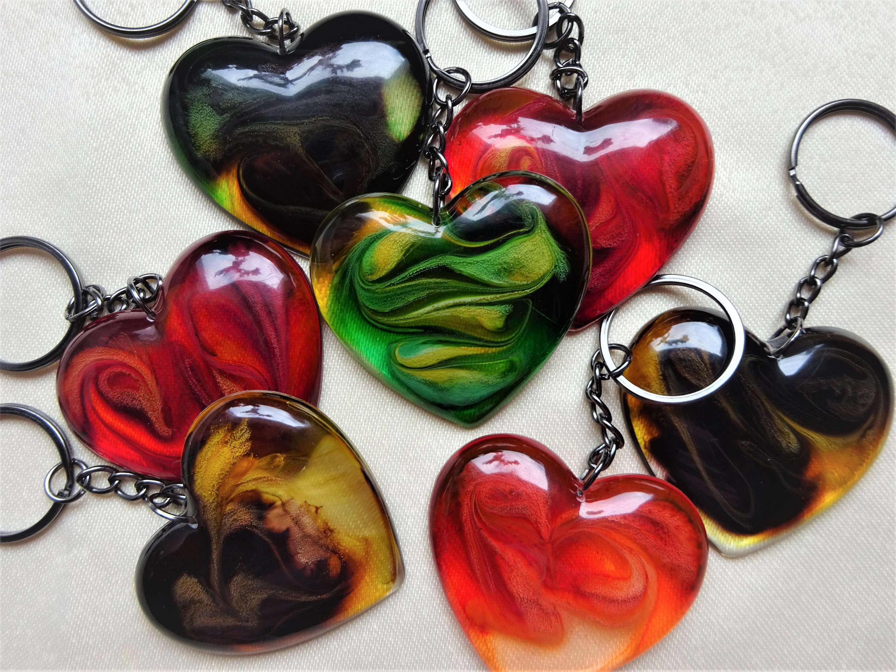 Resin Heart charms and keychains using alcohol ink with different  techniques : r/ResinCasting