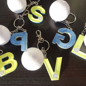 Volleyball Epoxy Resin Initial Letter Keychain | Volleyball Sports Bag Tag | Volleyball Fan Gift Idea | Key ring / fob | Sport bag trailer