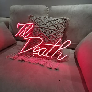 Til Death De Mariage Néon Personnalisé Enseigne Néon Led Personnalisé Lumière Rouge Néon Maison Chambre Décoration Murale De Mariage Toile de Fond Décor