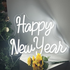 Happy New Year Neon Sign,Holiday Celebration Neon Sign Custom,Happy New Year Light Sign,New Year Decor for Home,Gifts for Family,Party Decor