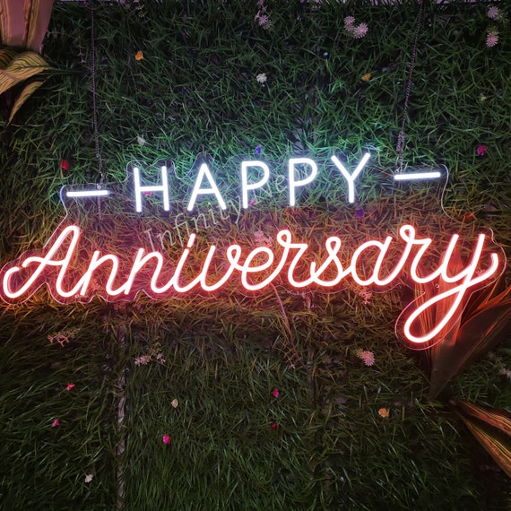 Custom Neon Sign Happy Anniversary Neon Sign Custom Wedding | Etsy