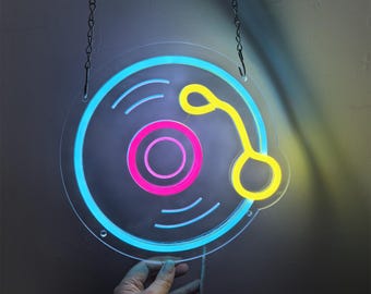 Vinyl Record Neon Sign, Colorful Music Neon Light Sign, Music Neon Lights for Kids Room, Game Room, Club, Bar, Party Decor,Music wall sign