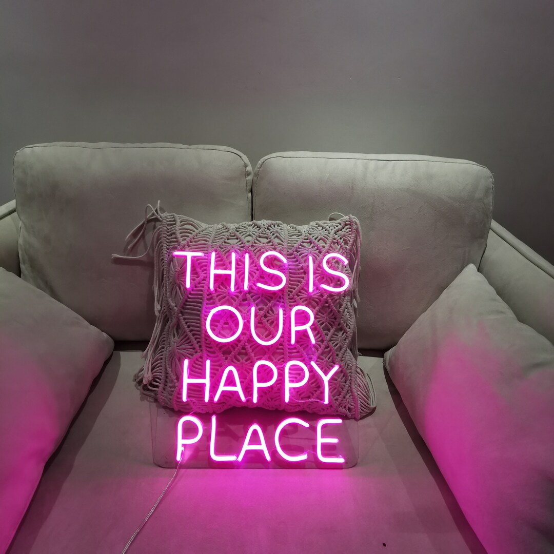 This is Our Happy Place Neon Sign Custom Name Neon Sign LED Neon Lights