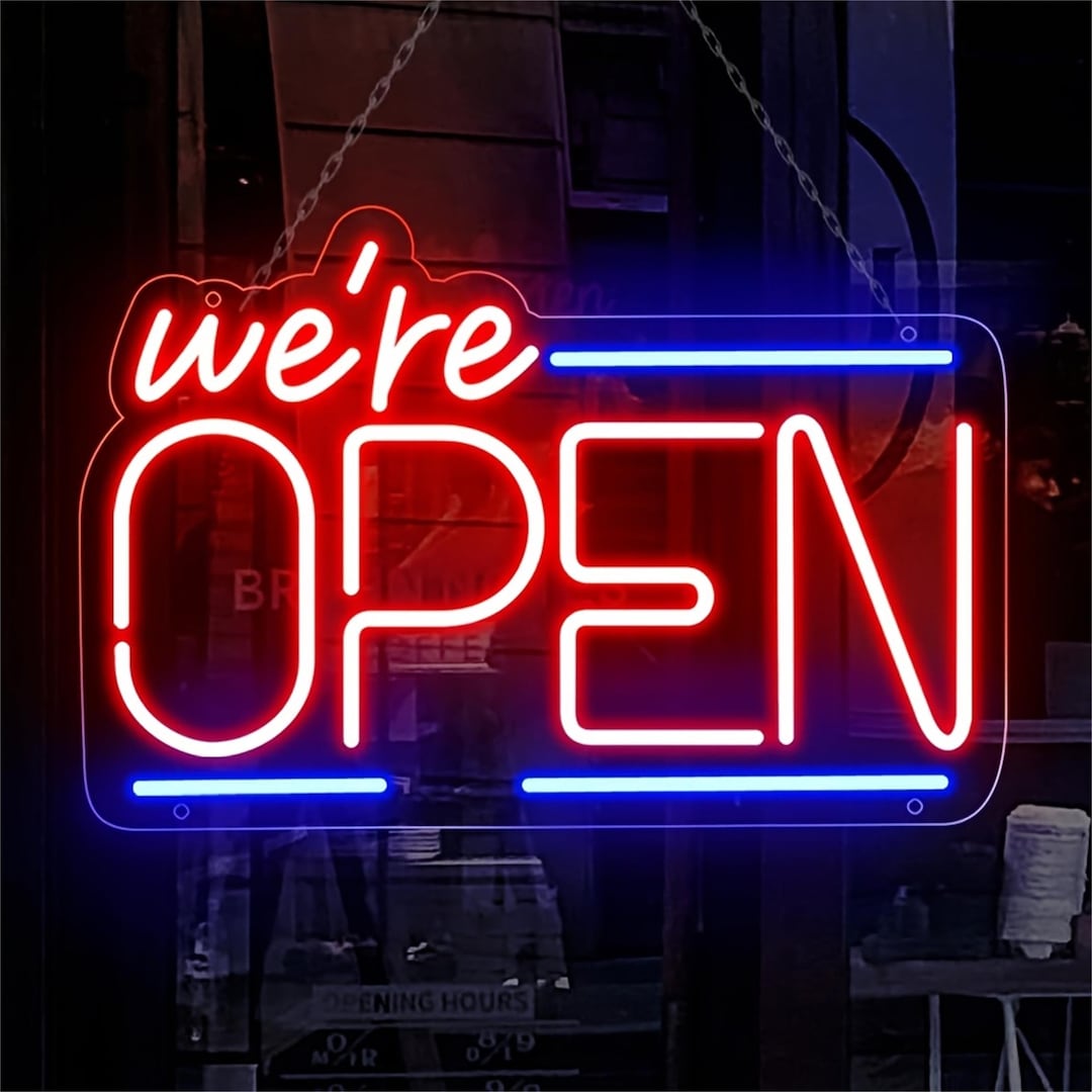 We're Open Welcome LED Neon Sign Custom Business Bar Night Light Home ...
