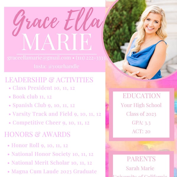 Sorority Resume