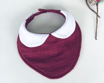 Bavoir avec collier Viva magenta en mousseline pour bébé Dribble avec col Claudine Cadeau unique pour bébé fille et bébé garçon