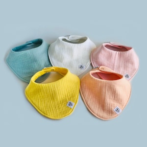 Bavoir 3 épaisseurs en mousseline de coton naturel pour peau sensible, bavoir et bavoir doux et respirant, sans polyester, cadeau nouveau-né